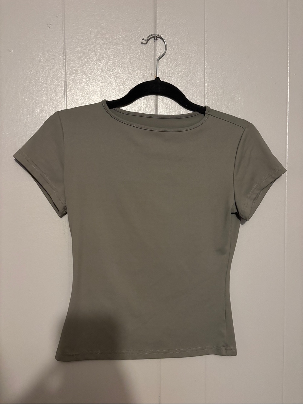 Women's Muscle Tee in Sage Green - Classic Crew Neck